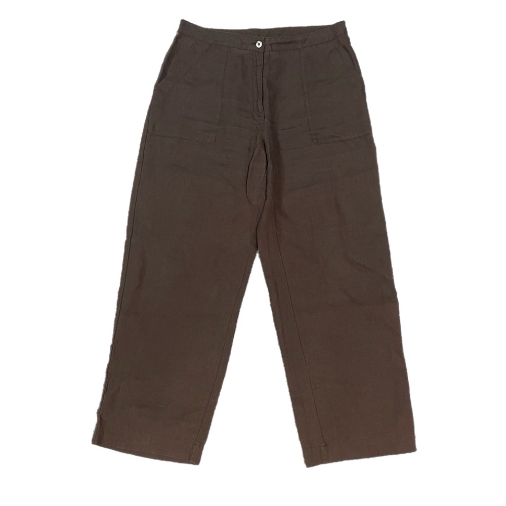 Hanna Andersson Women’s 100% Linen Brown High Rise Wide Leg Pants Plus Sz 14